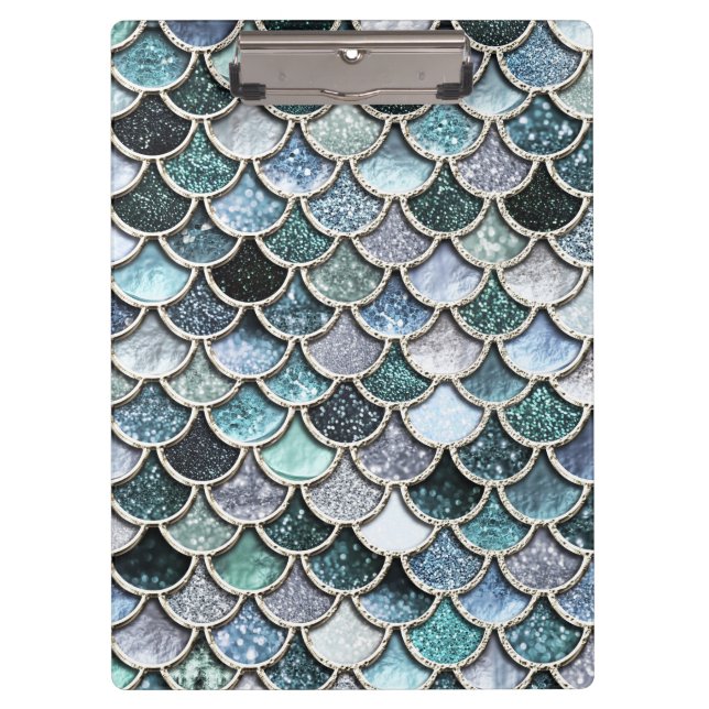 Silver Metal Foil Glitter Mermaidscales Scales Clipboard (Front)
