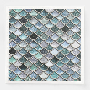 Silver Metal Foil Glitter Mermaidscales Scales Napkin