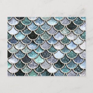 Silver Metal Foil Glitter Mermaidscales Scales Postcard