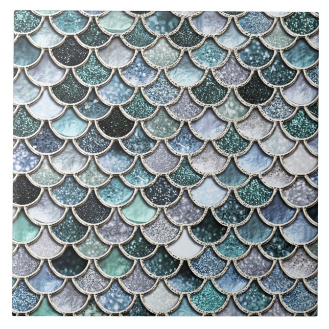 Silver Metal Foil Glitter Mermaidscales Scales Tile (Front)