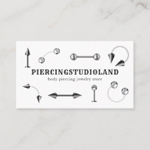 Silver Metal Jewellery Artist Body Piercing Business Card