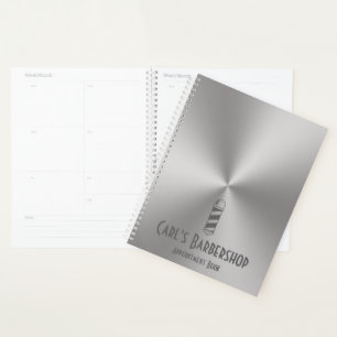Silver Metal Look Barbershop Appointment Book Planner