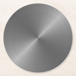 Silver Metal Look Circular Metallic Round Paper Coaster