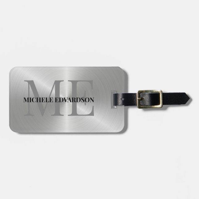 Silver Metal Luggage Tag (Front Horizontal)