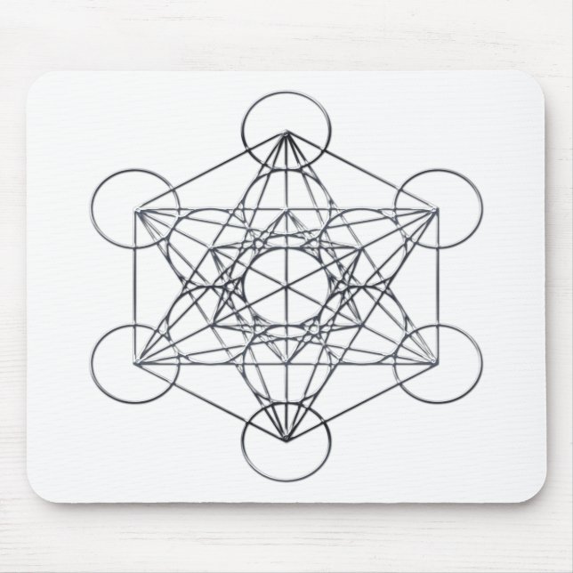 Silver Metal Metatron's Cube Mouse Mat (Front)