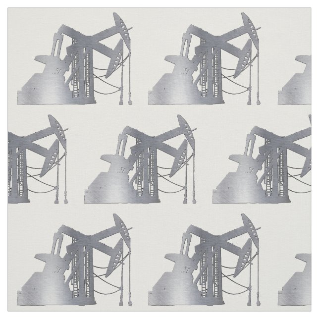 Silver Metal Oil Pumping Unit Design Fabric (Swatch)