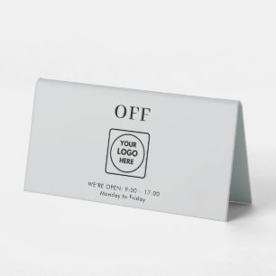 Silver Metal Open Closed Desk Sign Table Tent