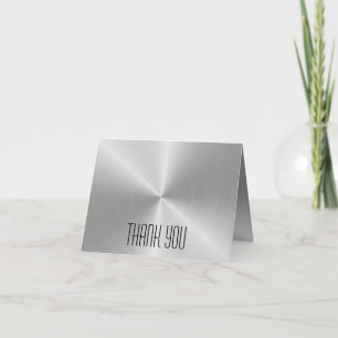 Silver Metal Shine - Thank You Note Card