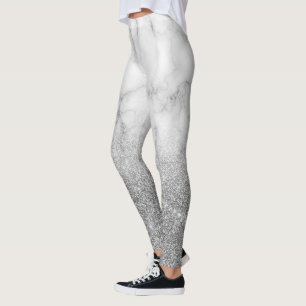 Silver Metal Unique Glitter Sparkle marble Ombre Leggings