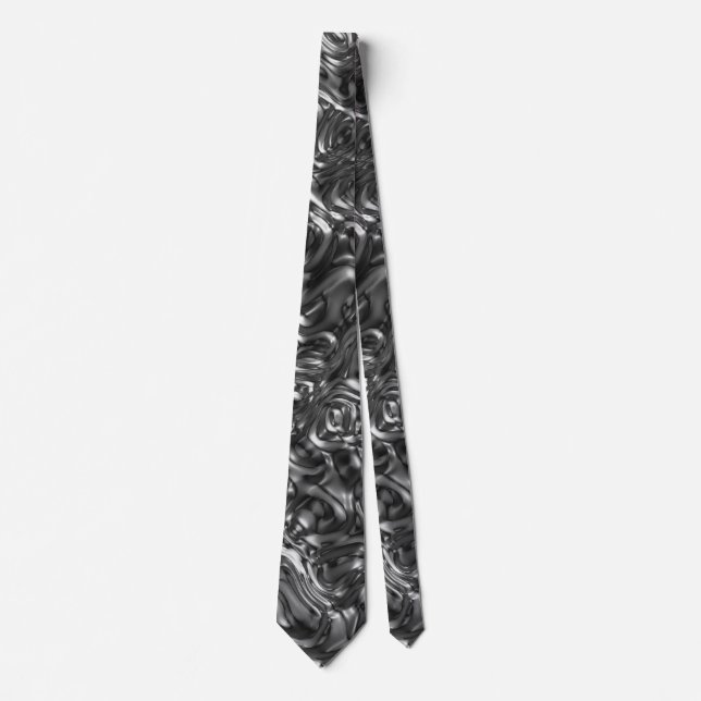 Silver Metal Waves Tie (Front)