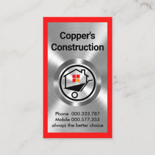 Silver Metal Works Construction Building Business Card