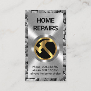 Silver Metal Works Gold Hammer Business Card