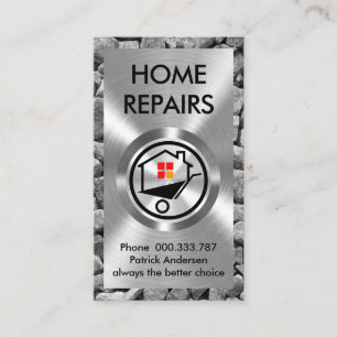 Silver Metal Works Home Repair Business Card