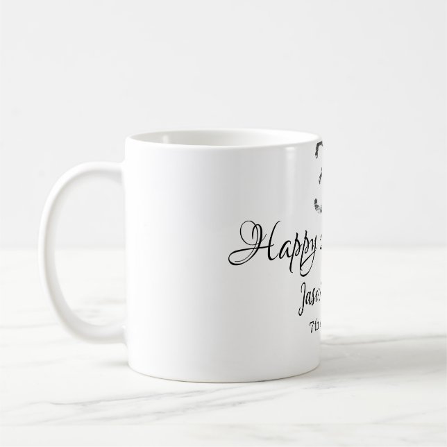 Silver Metallic 30th Happy anniversary add name Coffee Mug (Left)