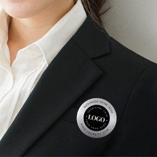 Silver Metallic Add Custom Logo Business Corporate 6 Cm Round Badge