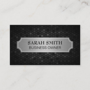 Silver Metallic Banner   Geometric Futuristic Business Card