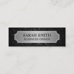 Silver Metallic Banner   Geometric Futuristic Mini Business Card
