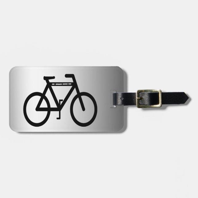 Silver Metallic Bicycle Luggage Tag (Front Horizontal)
