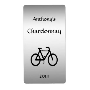 Silver Metallic Bicycle Wine Label