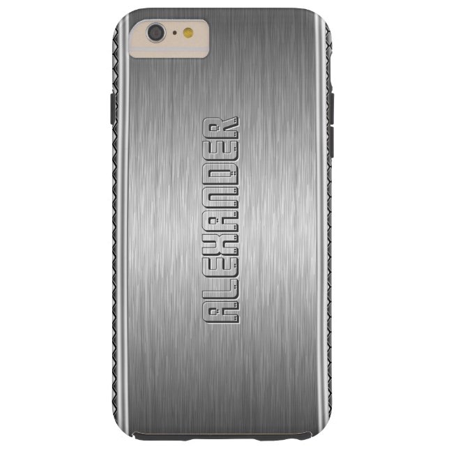Silver Metallic Brushed Aluminium Geometric Accent Case-Mate iPhone Case (Back)