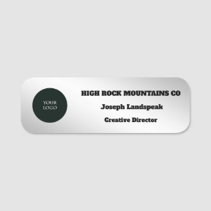 Silver Metallic Business Employee Logo Name Tag