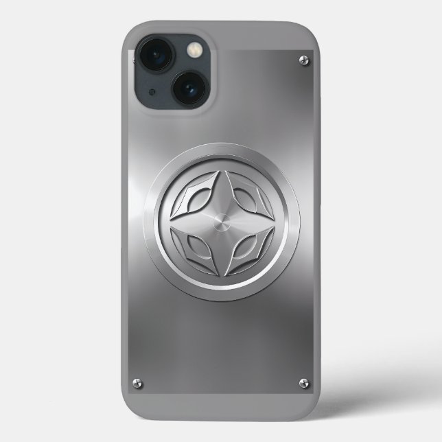 Silver Metallic Carved Design on Grey  Case-Mate iPhone Case (Back)