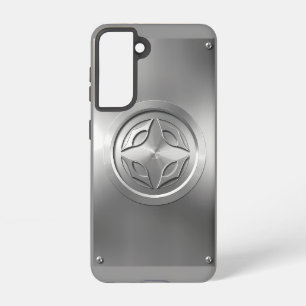 Silver Metallic Carved Design on Grey Samsung Galaxy Case