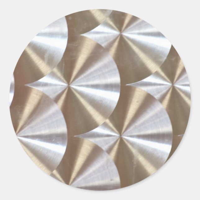 SILVER METALLIC CDROMS MUSIC DISCS CIRCLES TEXTURE CLASSIC ROUND STICKER (Front)
