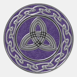 Silver Metallic Celtic Wheel Knots and Trinity Classic Round Sticker