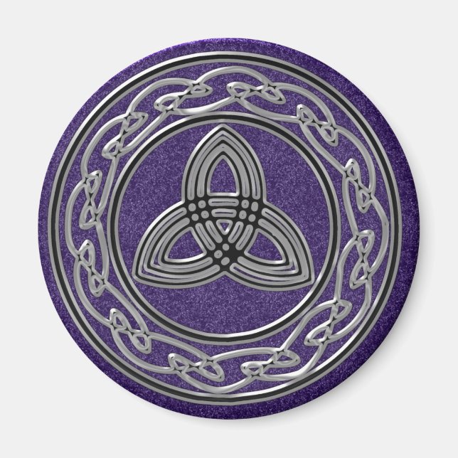 Silver Metallic Celtic Wheel Knots and Trinity Magnet (Front)