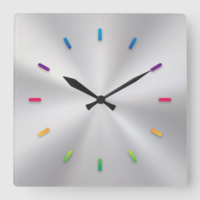 Silver Metallic Clock with Coloured Face Lines (Front)