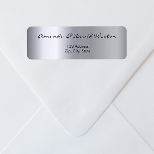 Silver metallic elegant shiny return address