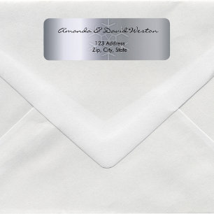 Silver metallic elegant shiny return address