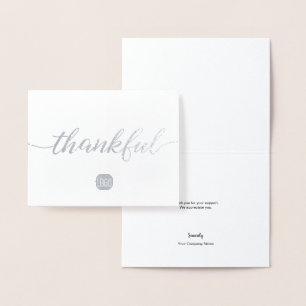 Silver Metallic Elegant Thankful Company Thank you Foil Card