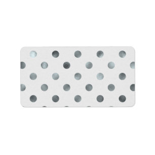 Silver Metallic Faux Foil Large Polka Dot Grey Label