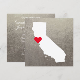 Silver Metallic Foil White California Wedding Invitation