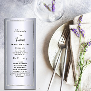 Silver metallic glam elegant wedding program rack card