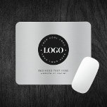 Silver Metallic Grey Add Company Custom Logo   Mouse Mat<br><div class="desc">Promote your business with this elegant mouse pad,  featuring silver gradient background,  custom logo & text. Easily add your details by clicking on the "personalise" option.</div>