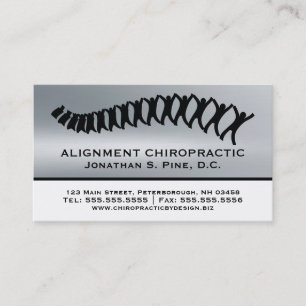 Silver Metallic-Look Chiropractic Business Cards