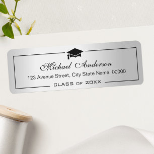 Silver Metallic Look Grad Graduate Graduation Cap