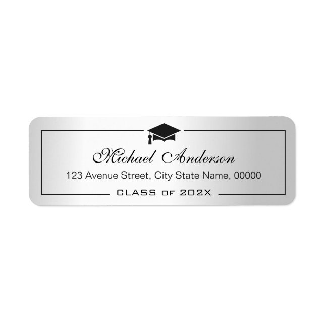 Silver Metallic Look Graduation Cap Grad Graduate (Front)