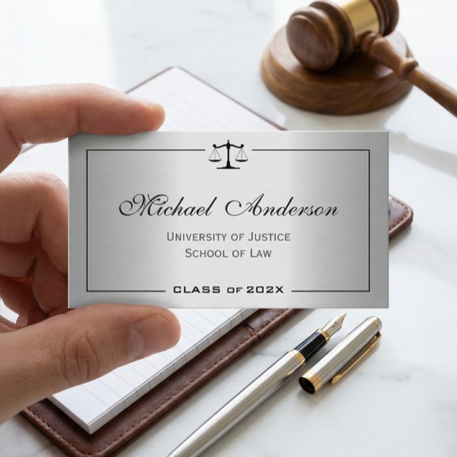 Silver Metallic Look Law School Student Calling Card (Creator Uploaded)