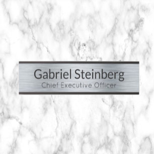 Silver Metallic Look Office Door Sign Name Plate
