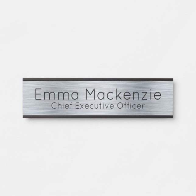 Silver Metallic Look Office Door Sign Name Plate (Front)