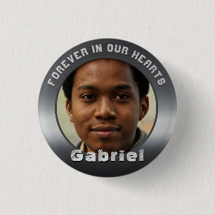 Silver Metallic Look Photo Memorial  3 Cm Round Badge