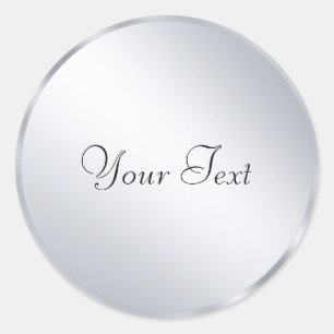 Silver Metallic Look Template Add Your Text Custom Classic Round Sticker