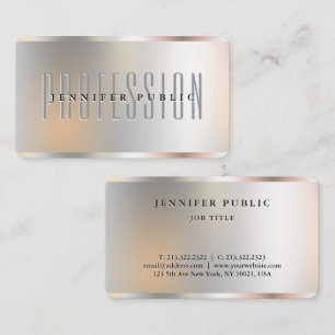 Silver Metallic Look Template Custom Text Luxury Business Card