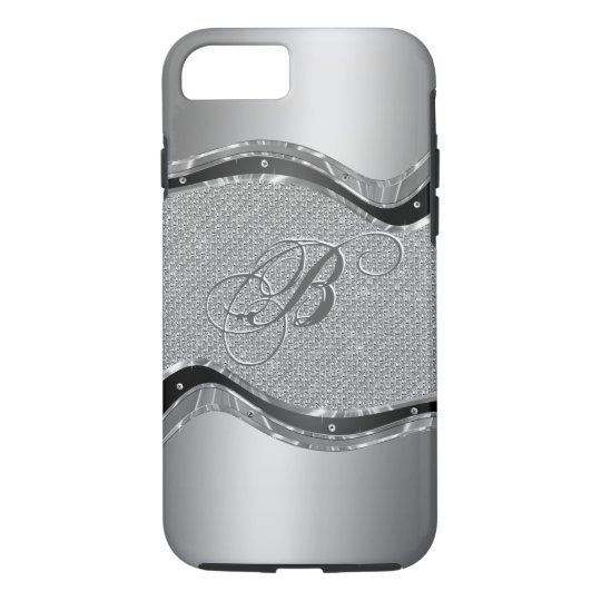 Silver Metallic Look With Diamonds Pattern 2a iPhone 7 Case