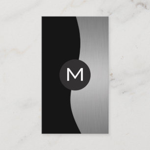 Silver Metallic Luxe Monogram Business Card