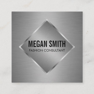 Silver Metallic Luxe Square Business Card